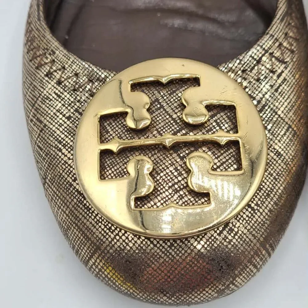 Tory Burch Reva Rare Metallic Ballet Flats size 7 1/2